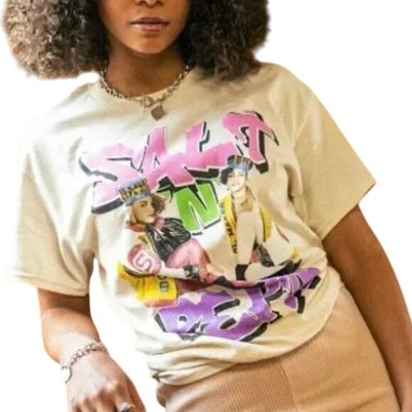 SALT N PEPA 90s Vintage Inspired Graphic Tee in White Size Unisex XL New w/ Tag - Picture 2 of 11